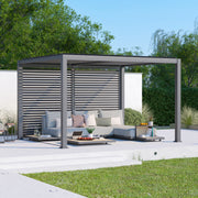 Outlet Maranza Manual Deluxe Louvered Pergola 3m x 3m 1x vented panel and 3x screens Matt Grey