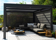 Outlet Maranza Manual Louvered Pergola 3m x 3m + 4 screens Matt Grey