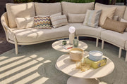 Feroli Lounge Collection Camel Sand outdoor lounge sofa set with coffee tables on modern terrace