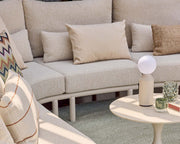 Feroli Lounge Collection Camel Sand outdoor lounge sofa set with coffee tables on modern terrace