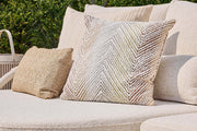 Feroli Lounge Collection Camel Sand outdoor lounge sofa set with coffee tables on modern terrace