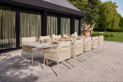 Palermo Dining Table with Desert Silk Finish and Fiave Dining Chairs in Camel Sand