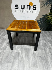 Ex-display Monte Vari table 90cm x 90cm (matt royal grey & teak)