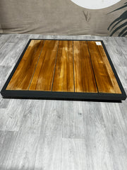 Ex-display Kota lounge table 110cm x 110cm (matt royal grey & teak)