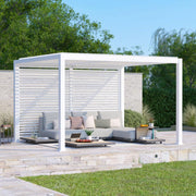 Outlet Maranza Manual Deluxe Louvered Pergola 3.5m x 3.6m + 3 screens + 1 vented panel Matt White