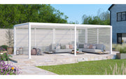 Outlet Maranza Manual Deluxe Louvered Pergola 3.5m x 5.4m + 3 screens + 3 Vented Panel Matt White