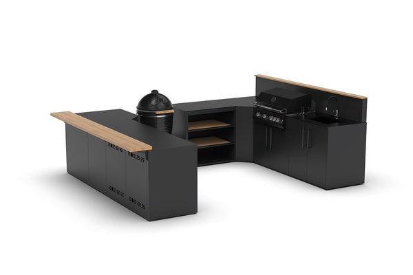 Countertop U Shaped Outdoor Kitchen With Bar Cal Flame 15 Foot