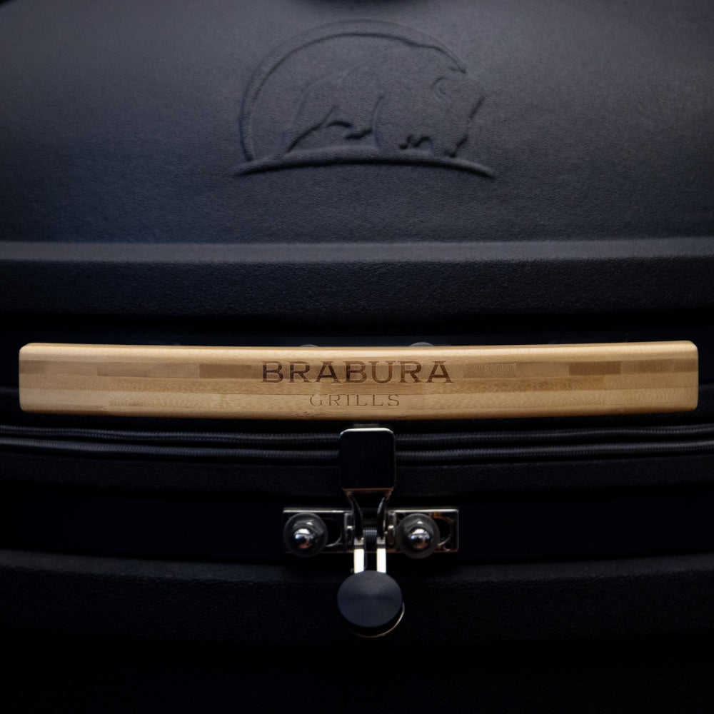 Kamado Egg handle and lid latch