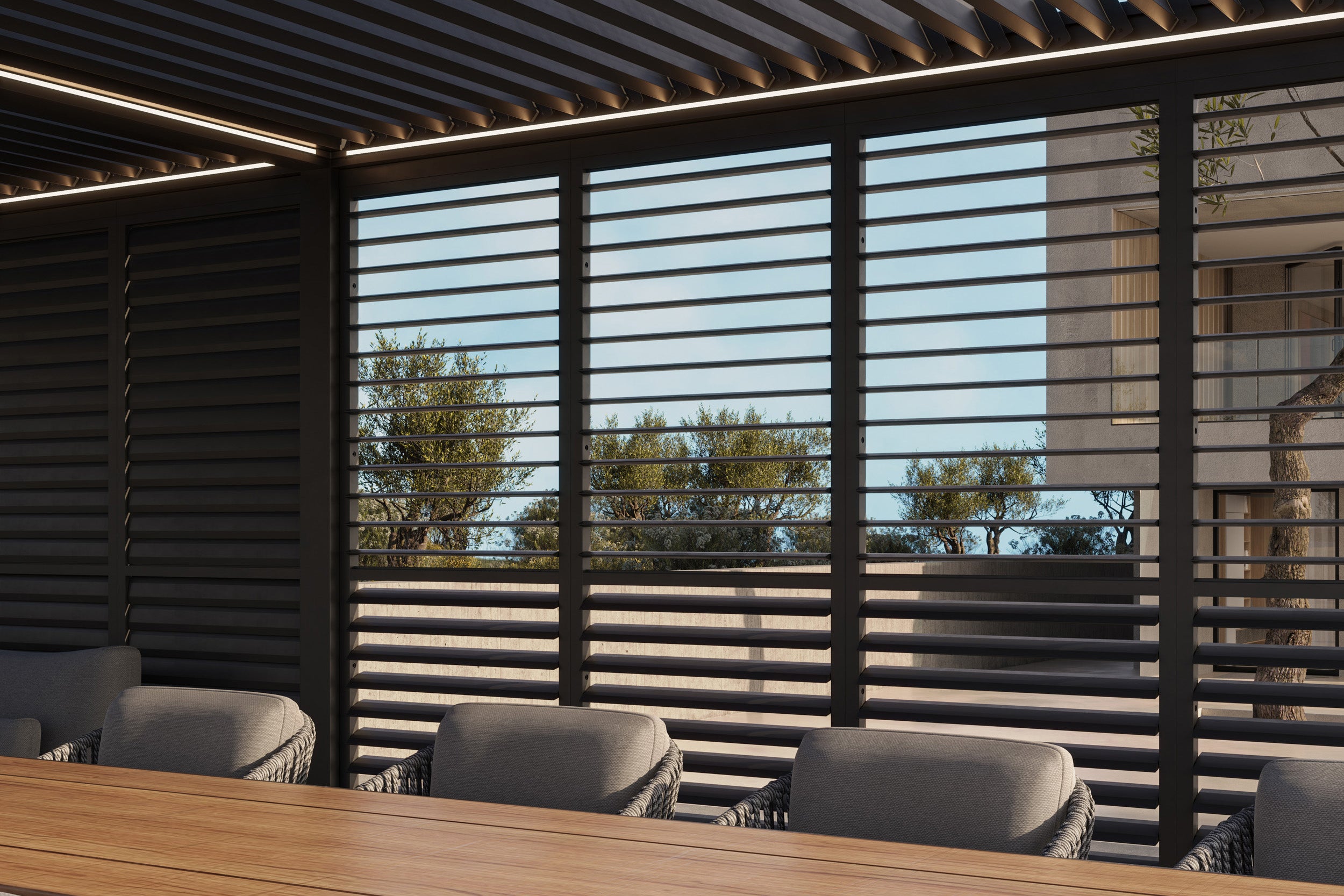 Luxe Pergola Louvered Side Walls – Suns Lifestyle