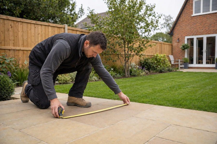 Suns Lifestyle surveyor measuring a patio