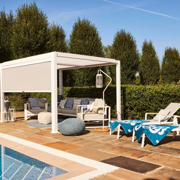 Wissen Pijlpunt opslaan Maranza Deluxe Louvered Pergola 3 x 3.6m in Grey and White | Sun Lifestyle