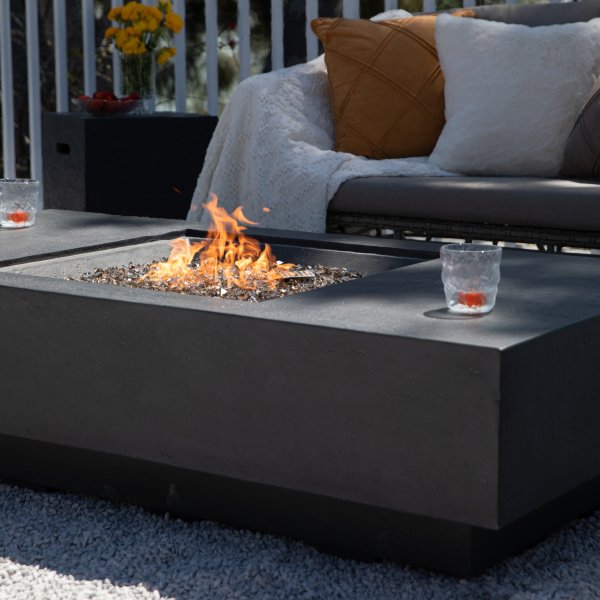 Cannes Square Concrete & Glass Fire Table | Suns Lifestyle